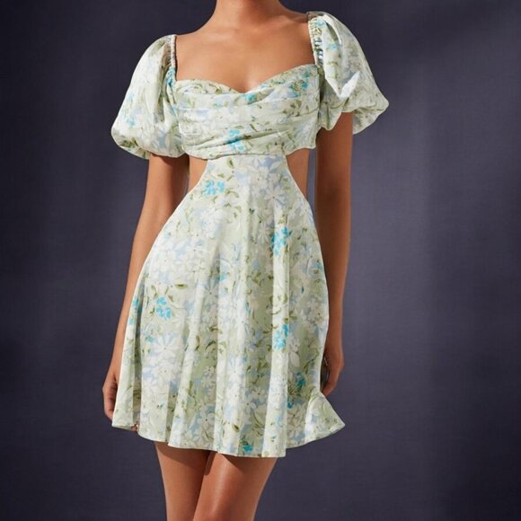 NWT ASTR THE LABEL | CLARITA DRESS | GREEN BLUE FLORAL - Picture 5 of 10